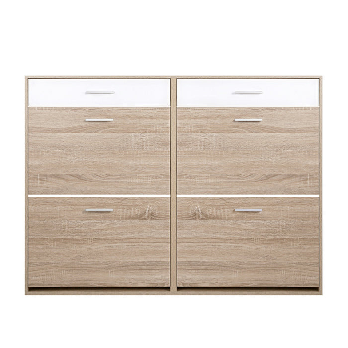 Two Tier Shoe Cabinet - Wood-Home Living Store-