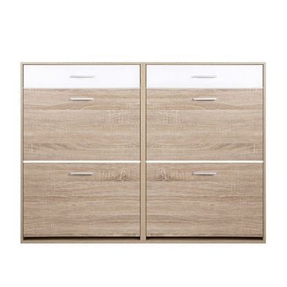 Two Tier Shoe Cabinet - Wood-Home Living Store-