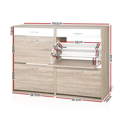 Two Tier Shoe Cabinet - Wood-Home Living Store-