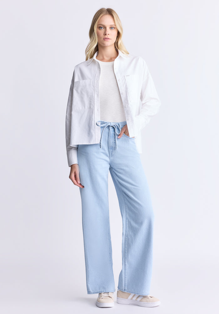 Buffalo Women Shirts White Woven Woven Long Sleeve Relaxed Fit Dropped Shoulders