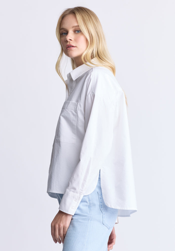 Buffalo Women Shirts White Woven Woven Long Sleeve Relaxed Fit Dropped Shoulders