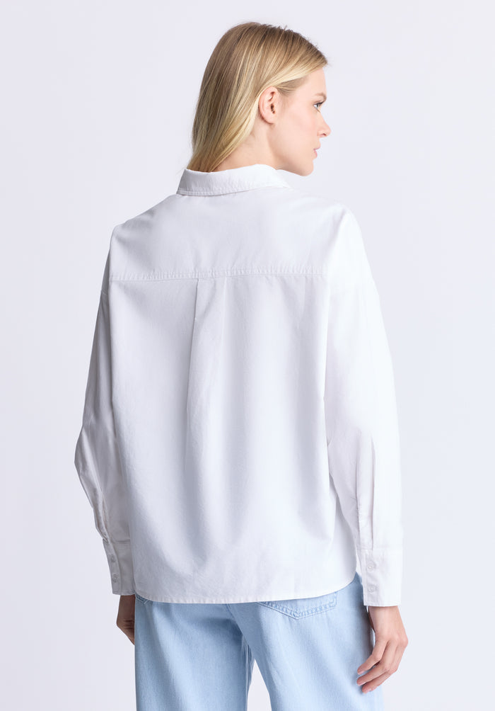 Buffalo Women Shirts White Woven Woven Long Sleeve Relaxed Fit Dropped Shoulders