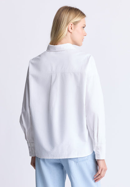 Buffalo Women Shirts White Woven Woven Long Sleeve Relaxed Fit Dropped Shoulders