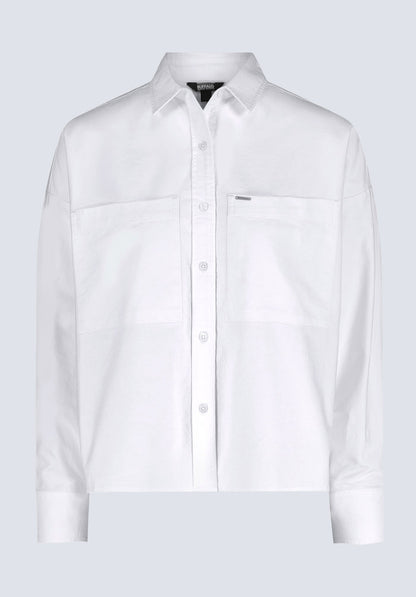 Buffalo Women Shirts White Woven Woven Long Sleeve Relaxed Fit Dropped Shoulders