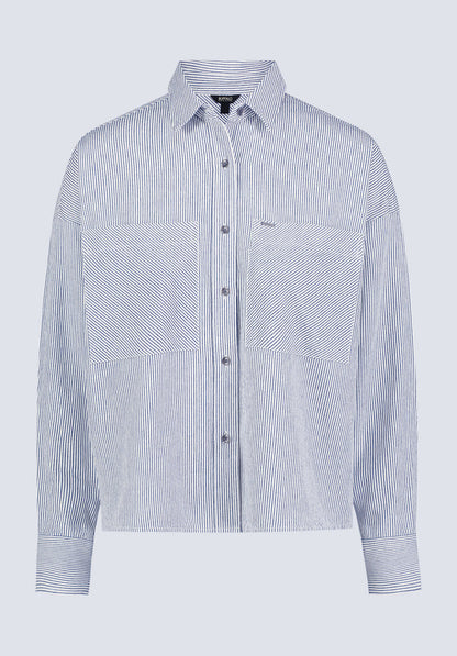Buffalo Women Shirts Navy Woven Woven Long Sleeve Relaxed Fit Button-Up