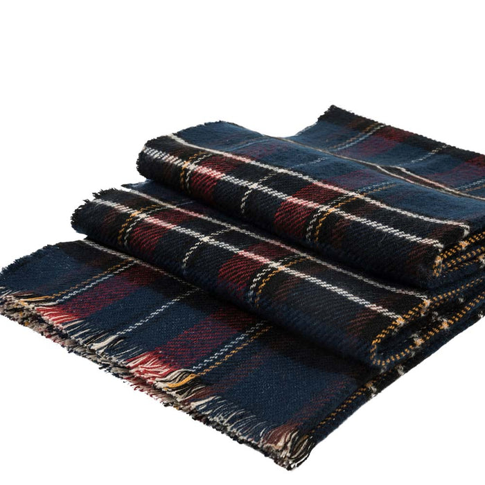 Unisex Oversized Gray, White and Beige Plaid Reversible Scarf with Fringes