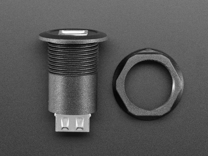 USB B Jack to USB A Jack Round Panel Mount Adapter by The Pi Hut - The Pi Hut