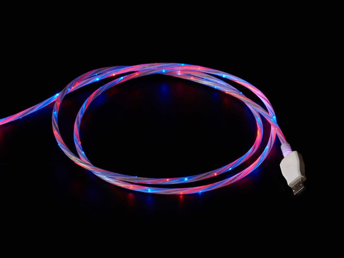 USB micro B Cable with LEDs - Blue and Red (1 meter) [Discontinued] by The Pi Hut - The Pi Hut