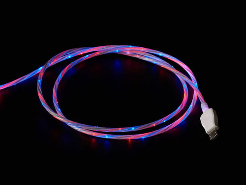 USB micro B Cable with LEDs - Blue and Red (1 meter) [Discontinued] by The Pi Hut - The Pi Hut