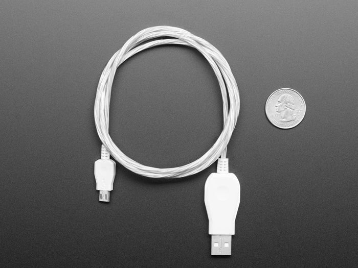 USB micro B Cable with LEDs - Blue and Red (1 meter) [Discontinued] by The Pi Hut - The Pi Hut