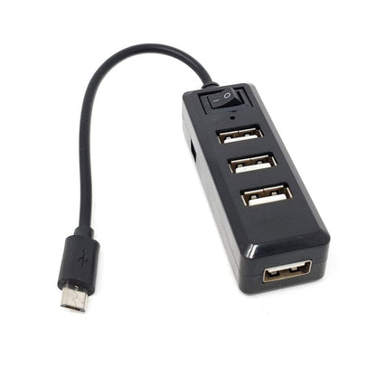 USB Mini Hub with Power Switch - OTG Micro-USB by The Pi Hut - The Pi Hut