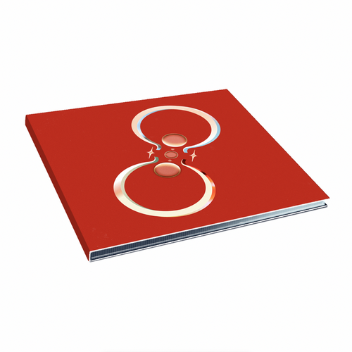 A red CD showcases two silver/gold rings facing each other with sparkles around them.