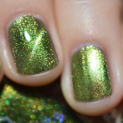 Close-up of two nails painted with Velvet Verdigris Nail Lacquer.