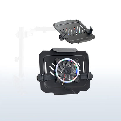 VESA compatible laptop tray with RGB fan adds colorful ambience.