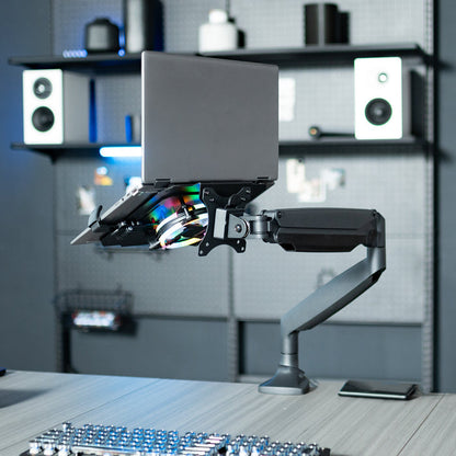 VESA compatible laptop tray with RGB fan adds colorful ambience.