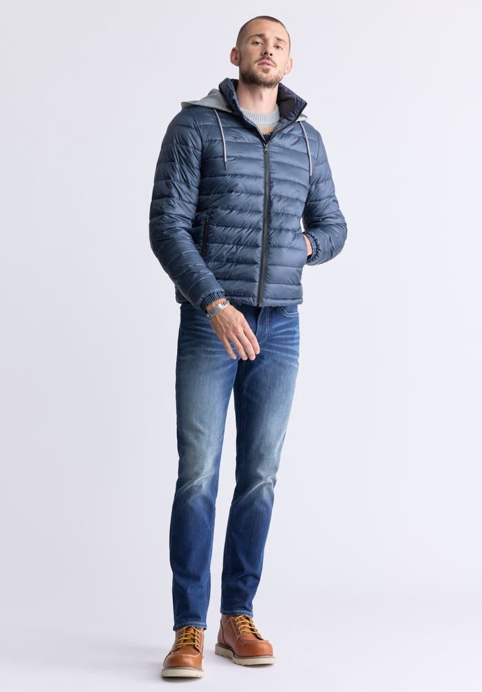 Buffalo Men Jackets Navy Woven Puffer Easy-Care Styling Versatile Everyday Wear