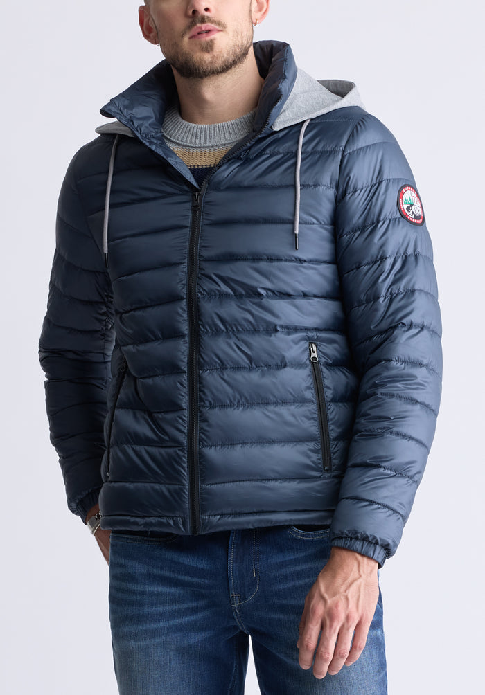 Buffalo Men Jackets Navy Woven Puffer Easy-Care Styling Versatile Everyday Wear