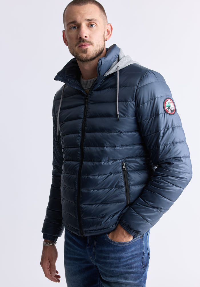 Buffalo Men Jackets Navy Woven Puffer Easy-Care Styling Versatile Everyday Wear