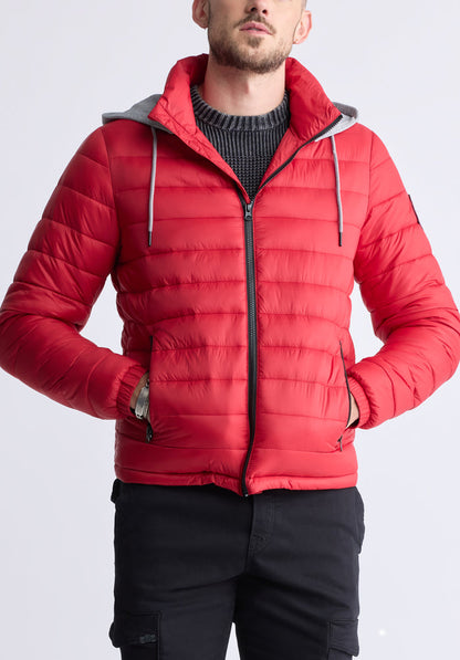 Buffalo Men Jackets Red Woven Puffer Easy-Care Styling Versatile Everyday Wear