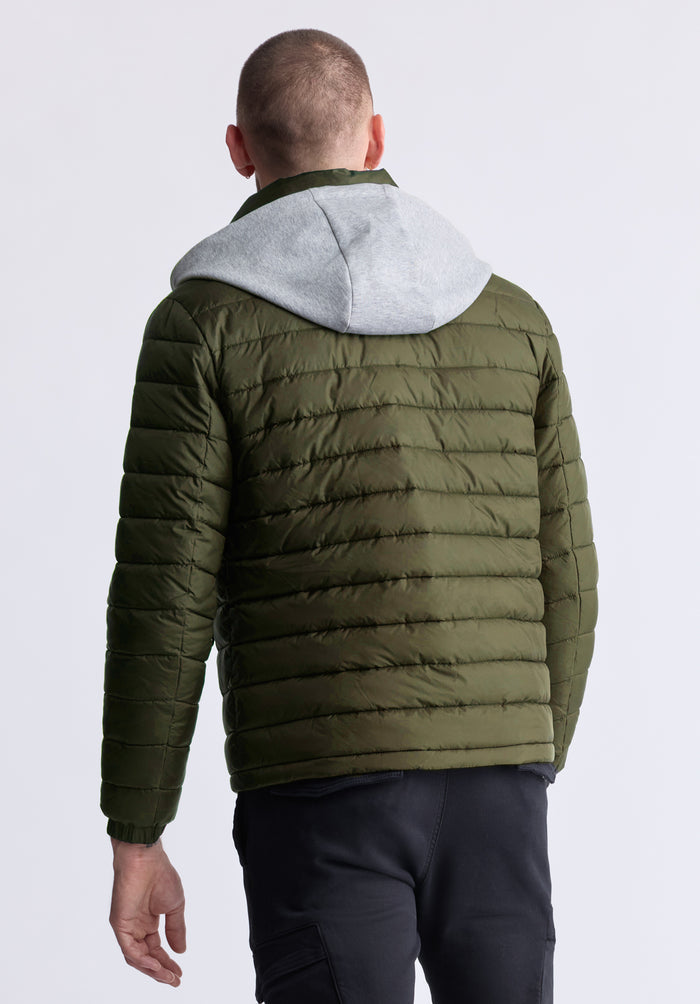 Buffalo Men Jackets Green Woven Puffer Easy-Care Styling Versatile Everyday Wear