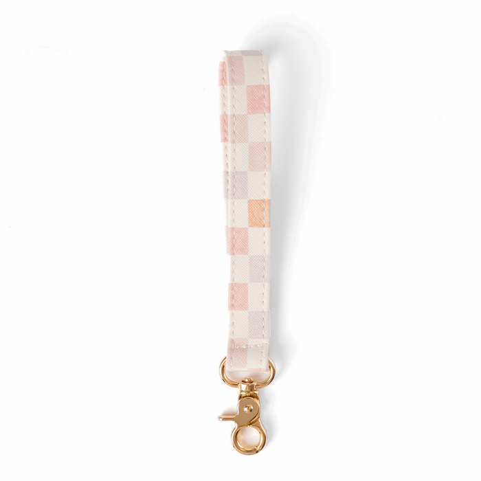 Watercolor Checker Wristlet Keychain
