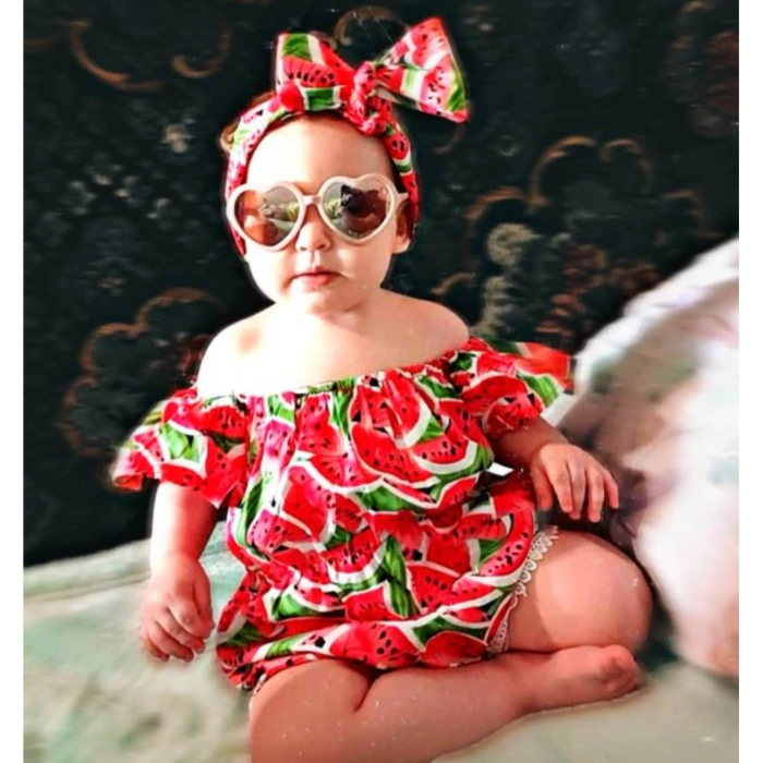 WATERMELON Red Romper with Headband