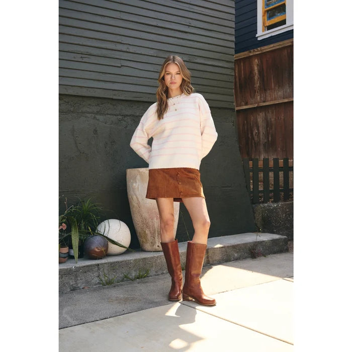 Western Stroll Vegan Suede Button Front Mini Skirt