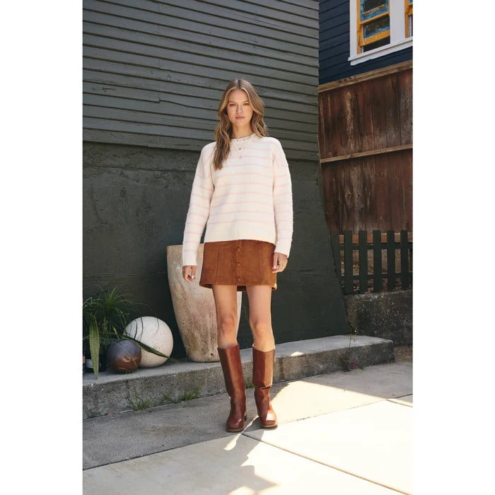 Western Stroll Vegan Suede Button Front Mini Skirt