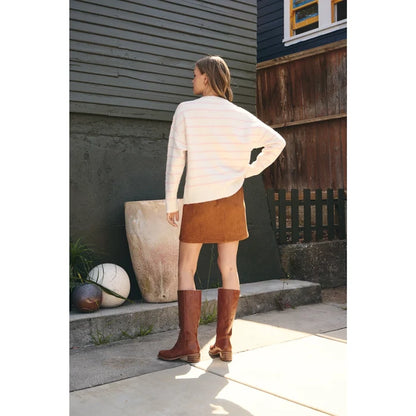 Western Stroll Vegan Suede Button Front Mini Skirt