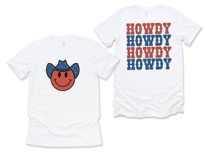 Western Themed 4th of July Howdy T-Shirt With Front & Back