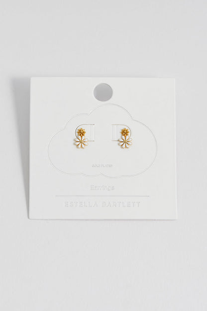 White Enamel Double Flower Studs