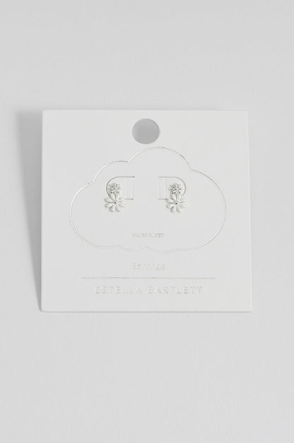 White Enamel Double Flower Studs