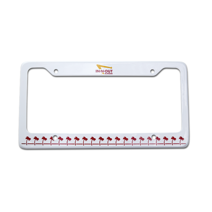 White & Red License Plate Frame