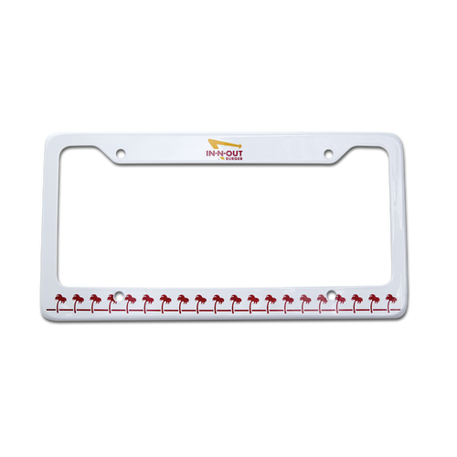White & Red License Plate Frame