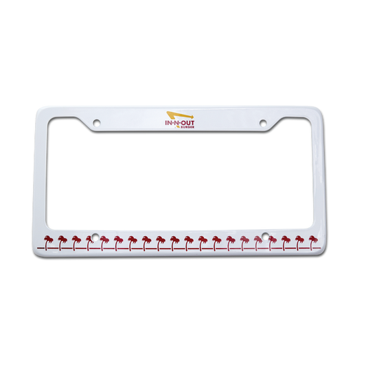 White & Red License Plate Frame