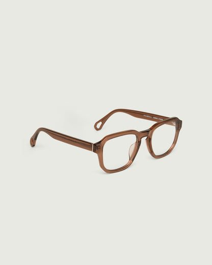 Nutmeg::Wilmur Eyeglasses square brown acetate front diagonal