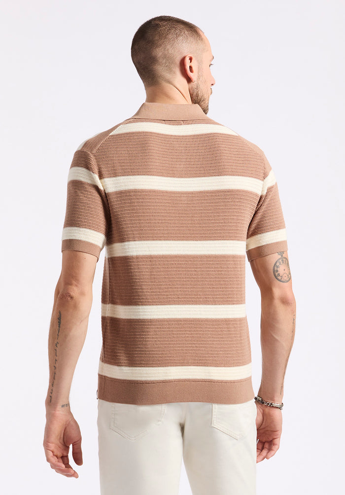 Buffalo Men Sweaters Brown Knit Sweaters Regular Fit Polo Collar