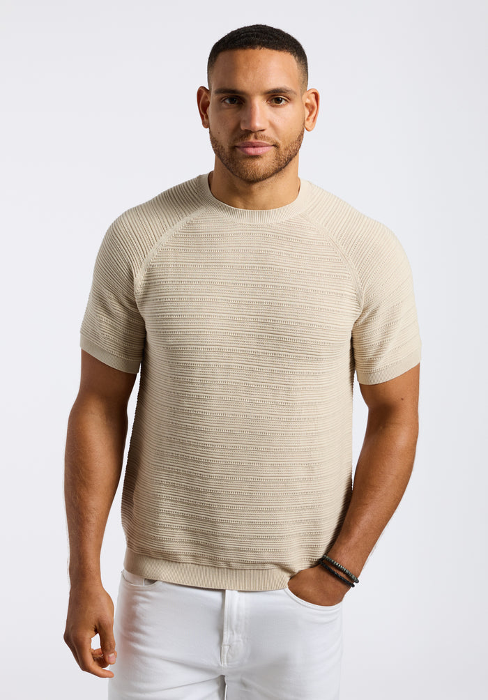 Buffalo Men Sweaters Beige Knit Sweaters Textured Knit Regular Fit
