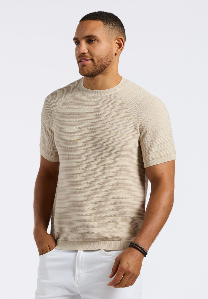 Buffalo Men Sweaters Beige Knit Sweaters Textured Knit Regular Fit
