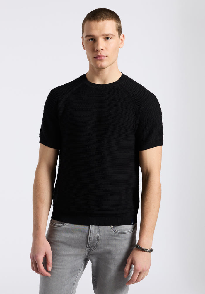 Buffalo Men Sweaters Black Knit Sweaters Textured Knit Regular Fit