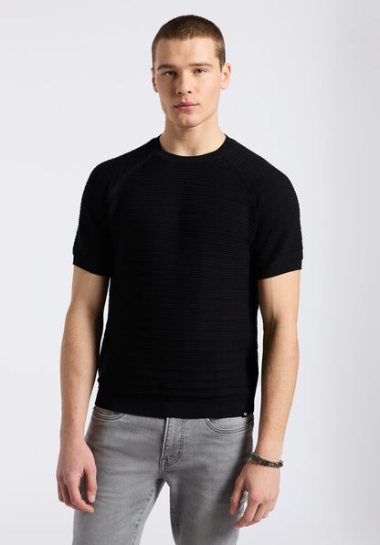 Buffalo Men Sweaters Black Knit Sweaters Textured Knit Regular Fit