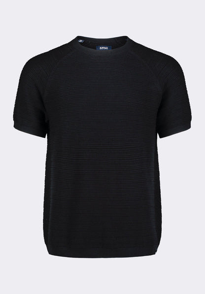 Buffalo Men Sweaters Black Knit Sweaters Textured Knit Regular Fit