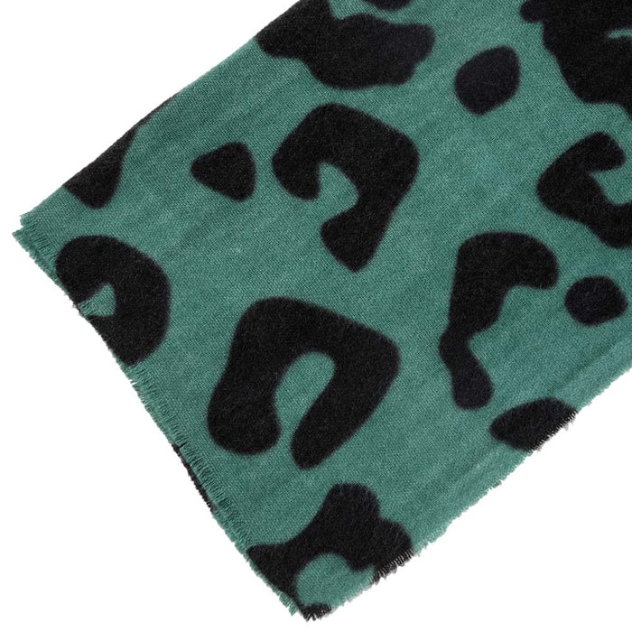 Women Green, Yellow and Beige Leopard Grain Scarf