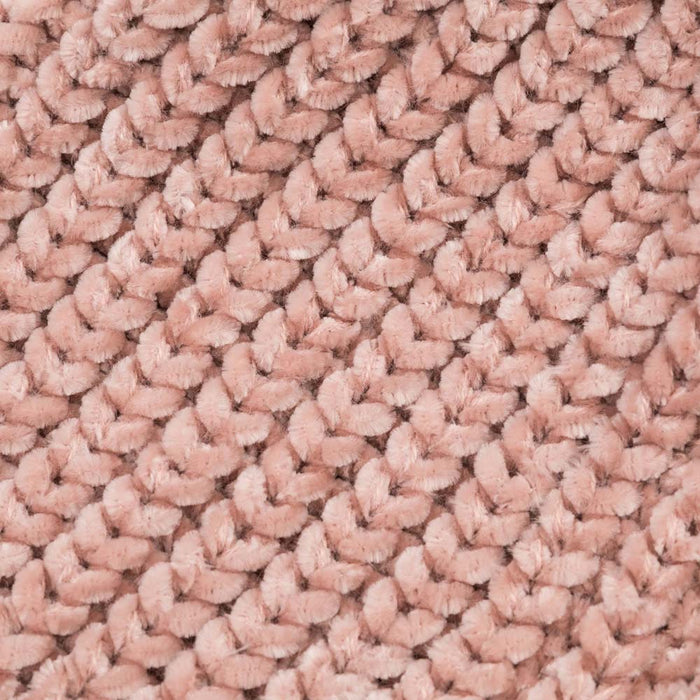 Women Rose Pink Chenille Fold-Over Beanie with Pom Pom One Size