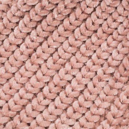 Women Rose Pink Chenille Fold-Over Beanie with Pom Pom One Size