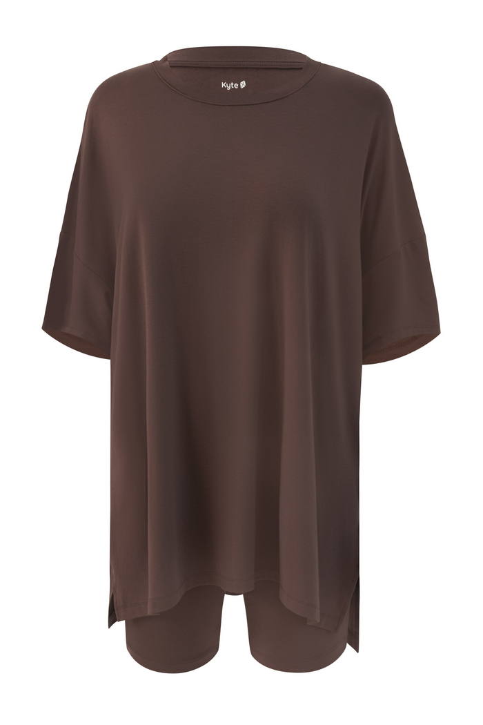Front view of Women’s Biker Short Set in Espresso