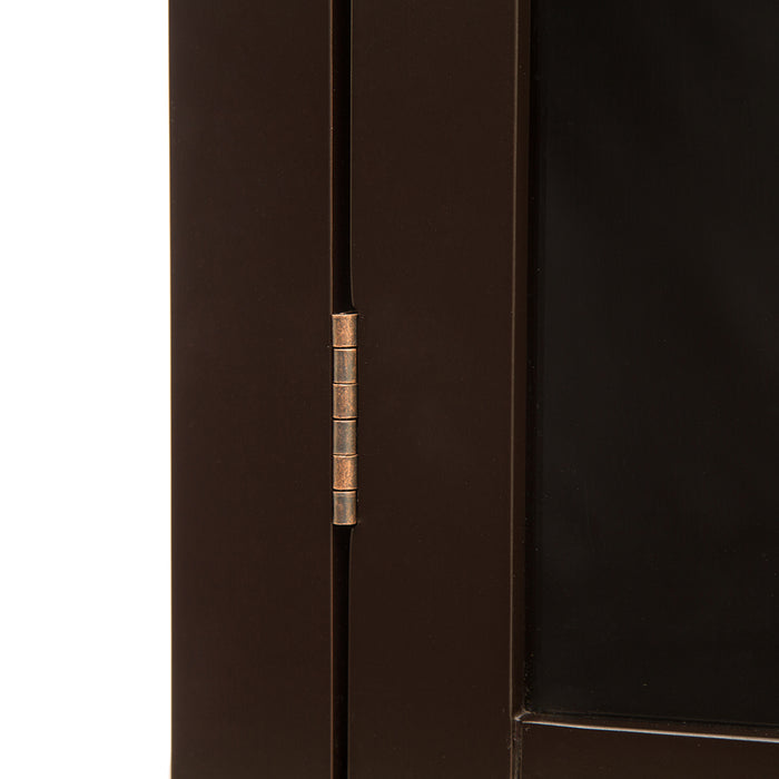 Wooden Wall Mounted Storage Cabinet with Glass Double Doors, Espresso