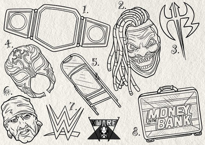 Wrestling inspired designs by Emily