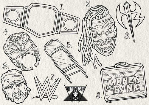 Wrestling inspired designs by Emily