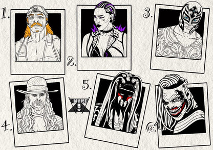 Wrestling inspired designs by Emily